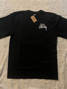 Stussy Black Tee with White Chest Logo